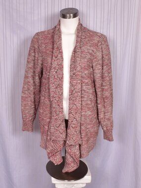 Westport Cardigan Red&Tan Waterfall front Size 1X